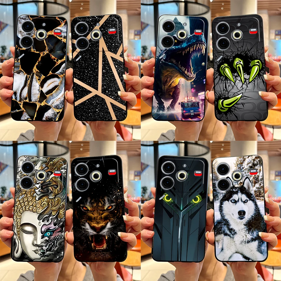 Luxury Marble Black Silicone Soft Phone Case - Elegant TPU Back Cover in 6.78