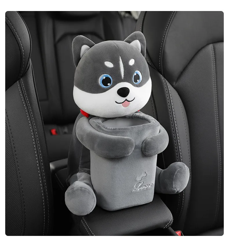 2 in 1 Cute Husky Armrest Box Car Seat Tissue Box Holder - giftebase