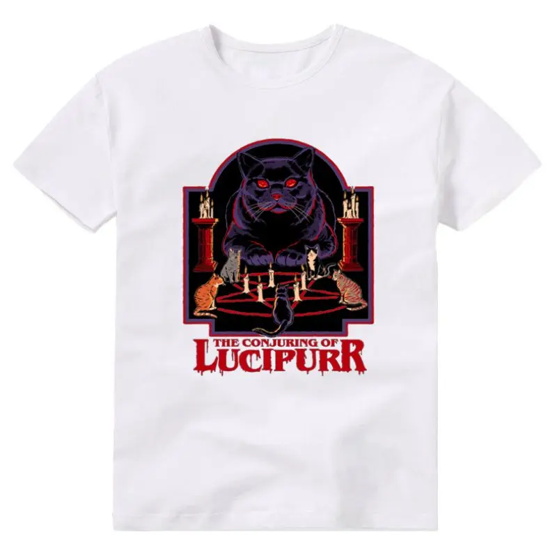 

The Conjuring of Lucipurr T-shirts Loose Printed T-shirt Top Y2k Men's Clothing Short-sleev Tshirt Tech Pattern Valorant Humor