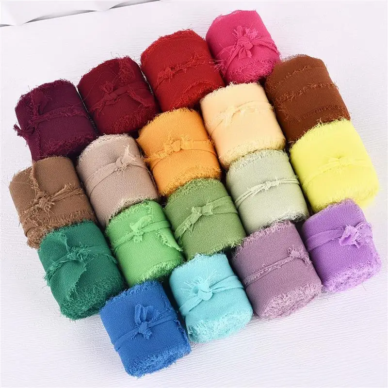 Gauze chiffon ribbon 5yard silk-like ribbon wedding invitation bouquet fabric ribbon Christmas decoration gift wrapping