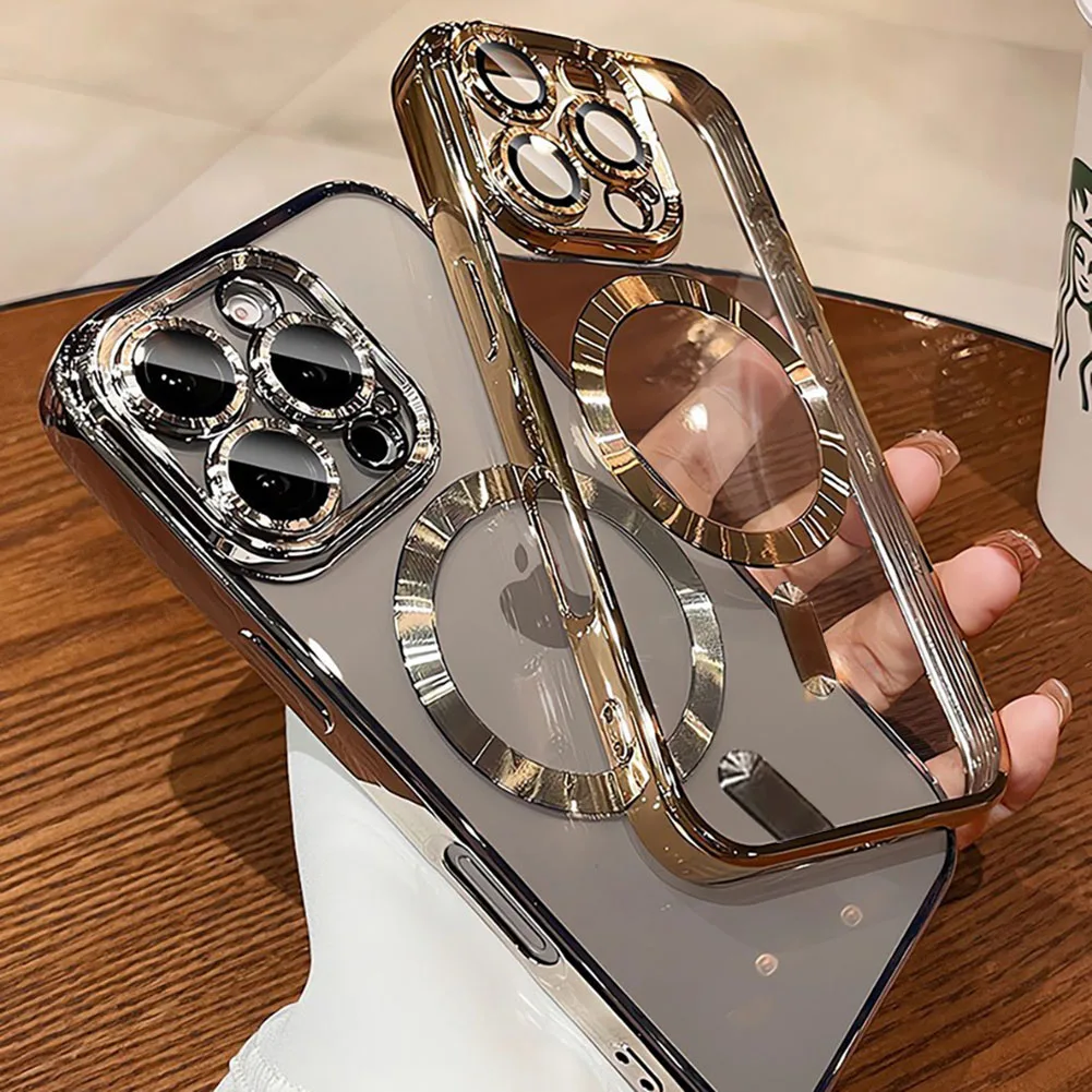Premium Desert Gold Phone Case with MagSafe and Magnetic Lens Protector - Soft Clear Cover