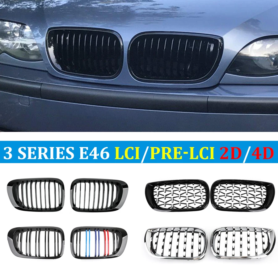 Car Front Kidney Black Grille for BMW E46 Grill Facelift Prefacelift 2 Door  Coupe/ 4 Door Sedan Tuning - AliExpress