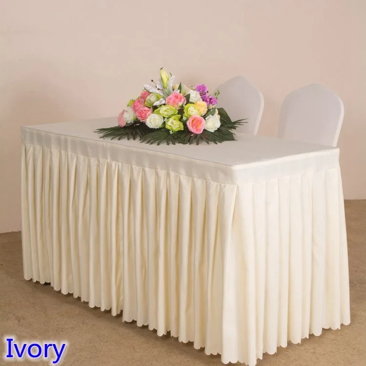 Tischdecke Box Cover Ganzer Tisch Hochzeit Rechteck mit Rock Swag Rüschen Stil Party Hotel Treffen Bankett Show Dekoration – Detail 21