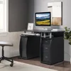Computer Desk with Drawers & Storage Cabinet, Small Office Desk PC Laptop Workstation for Home, Studio, Office 2
