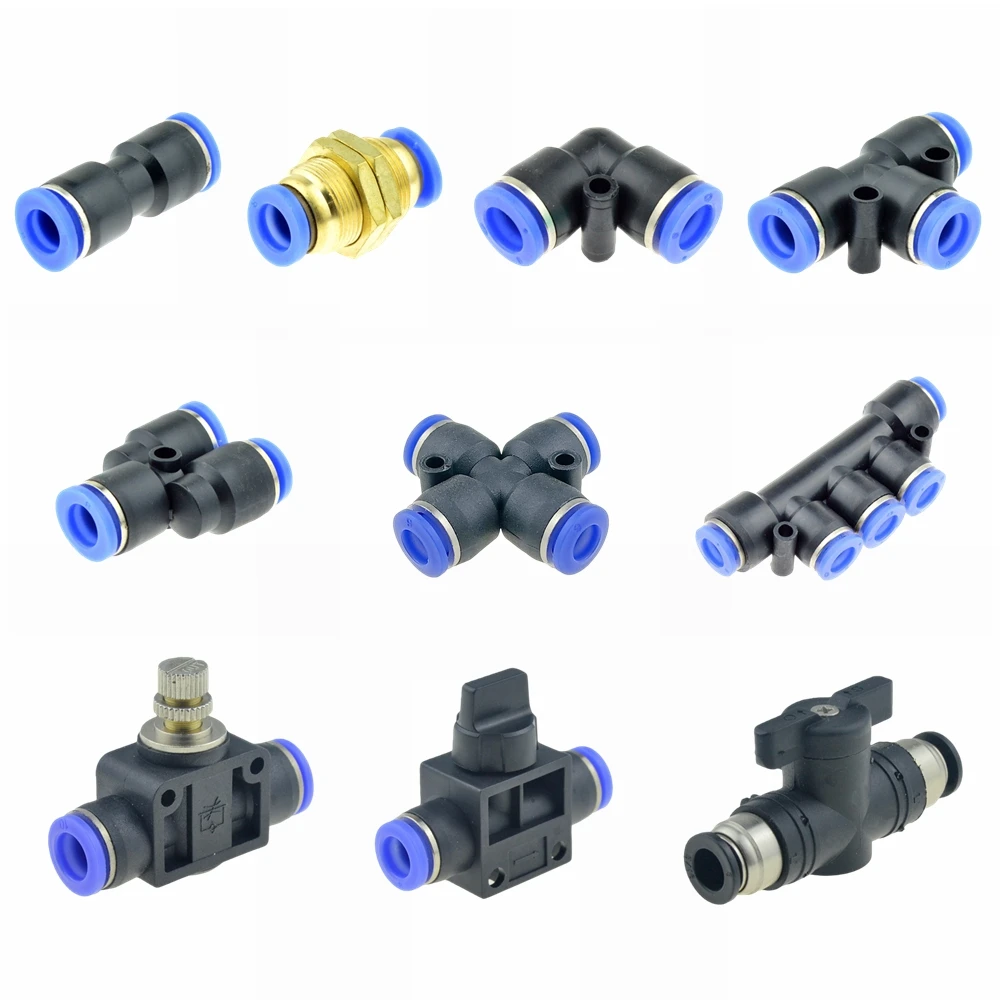 Pneumatic Pipe Fitting Air Quick Fittings Connector 8mm 10mm 6mm 4mm 12mm Water Hose Push In Tube Flow Control Crane Couplings