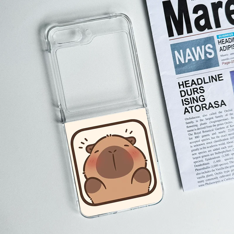 Cute Cartoon Capybara Clear Phone Case - Folding Cover Shell s
