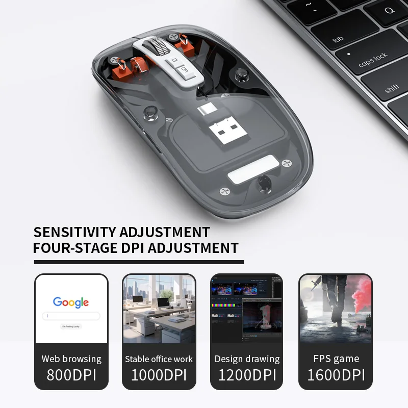 투명 색상 마그네틱 마우스 듀얼 블루투스 무선 타입 C USB 리시버 듀얼 모드 2.4GHz 연결 메탈 휠 마우스