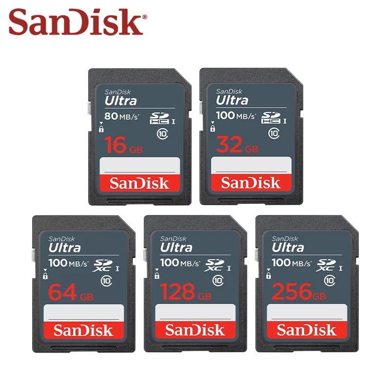 

Original SanDisk Ultral SD Card 32GB 64GB 128GB 256GB 100MB/s Memory Card 16GB 80MB/s SDHC/SDXC Class10 Flash SD Card for Camera
