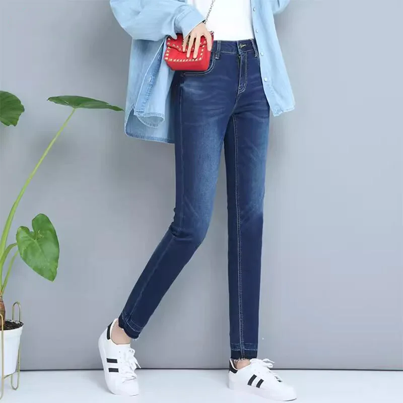 

Women Summer Jeans Denim Slim Young Pants Fashion Spring Mid-waist Slim Casual Troursers Stretch Comfortable Female Pencil Pants