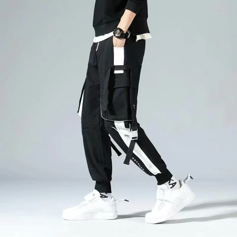 Pantalones de hombre Harem Hip Hop Multibolsillos Verano Multibolsillos Empalme Pantalones Cargo para Hombre Spandex Ropa Vintage Nailon Largo Emo