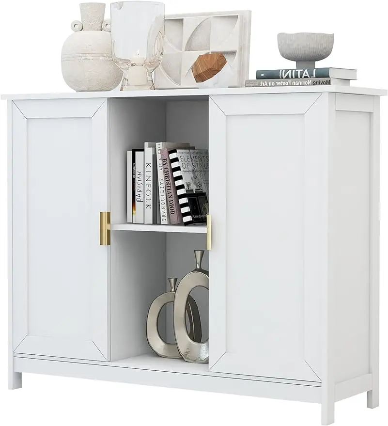 

TaoHFE White Storage Sideboard Cabinet, Thin Credenza Table for Kitchen, Living Room and Narrow Spaces