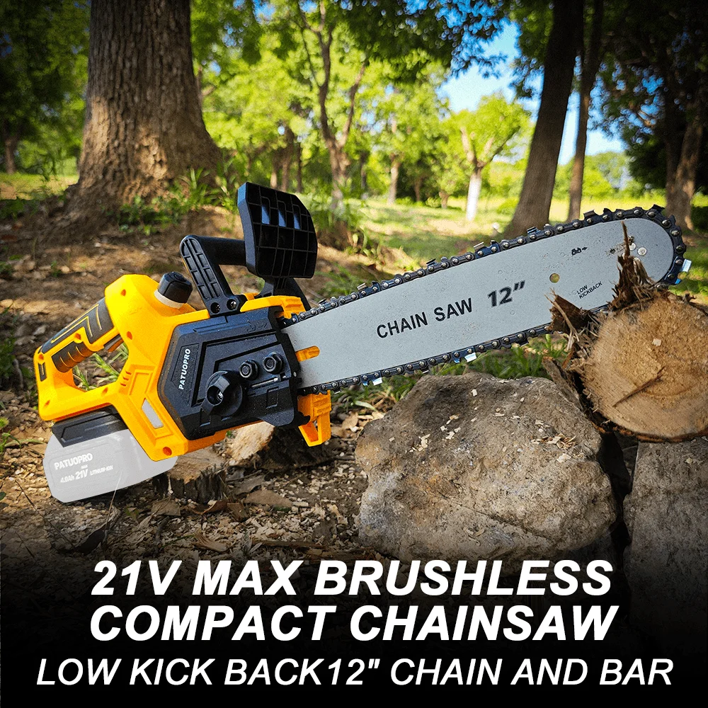 Electric Chainsaw 12Inch Brushless 3800RPM Portable Rechargeable Cordless Graden Pruning Tools for Makita 18V Battery