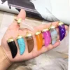Crystal Pepper Shaped Pendant, Gemstone Horn Charm for DIY Jewelry, Rose Quartz Obsidian Turquoise Lace Agate 1