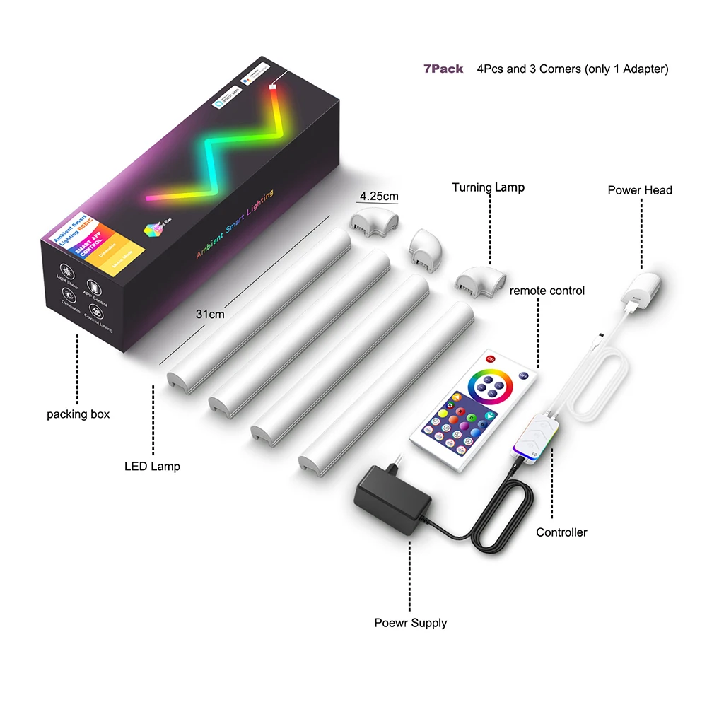 Smart TuYa Wifi APP Control RGB LED Wall Lights For Gaming TV Bedroom Decoration Music Atmosphere Lamps LED Night Lights led light,led wall lamp,wall light
