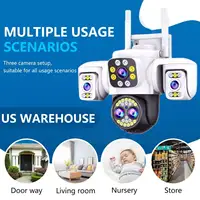 Caméra WiFi de sécurité extérieure 10K à quatre objectifs, triple écran, zoom 10X, 360° °   Caméras de surveillance CCTV Yoosee 20MP 5