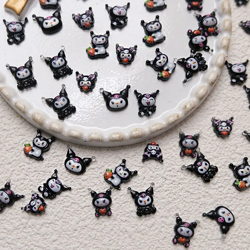 50개 3D 믹스 블랙 쿠로미 레진 네일 아트 참 장식 멀티 익스프레스 쿠로미 헤드 미니 네일 액세서리 DIY 네일 Y2K 네일 용품
