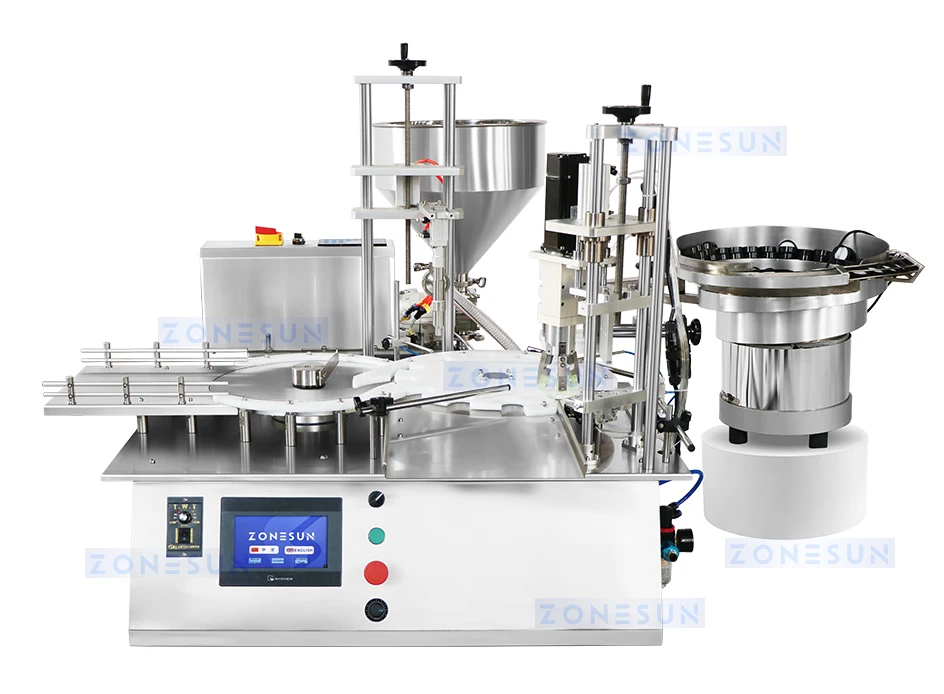 ZONESUN ZS-AFC19 Automatic Rotor Pump Thick Liquid Filling Capping Machine with Vibratory Feeder