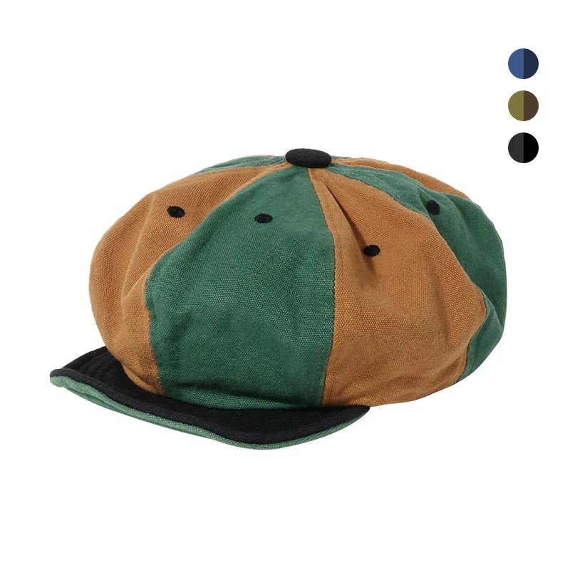 Japanese Colour Blocking Painter's Cap Elasticated Adjustable Beret