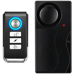 Wireless 110dB Loud Anti - Theft Vibration Alarm with Remote Control (Black A)