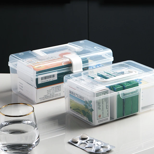 Cajas de plástico de gran capacidad para medicamentos, caja de