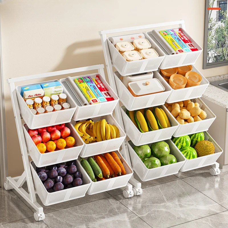 

Vegetable storage rack, floor standing multi story kitchen, multifunctional household snacks