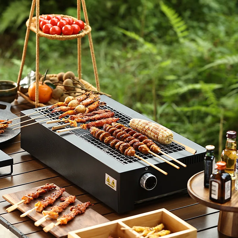 

220V Outdoor Electric Steak BBQ Grill Machine Roaster Korean Charcoal Barbecue Non-stick Baking Griddle Stove Carbon Furnace