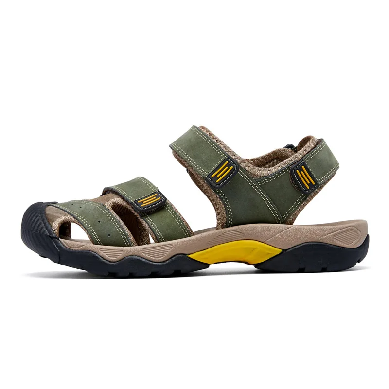 2023 New Arrival Breathable Leather Sandals Outdoor Beach Fashion Big Size Men's Summer Shoes Slip-on Slippers_voghion.com
