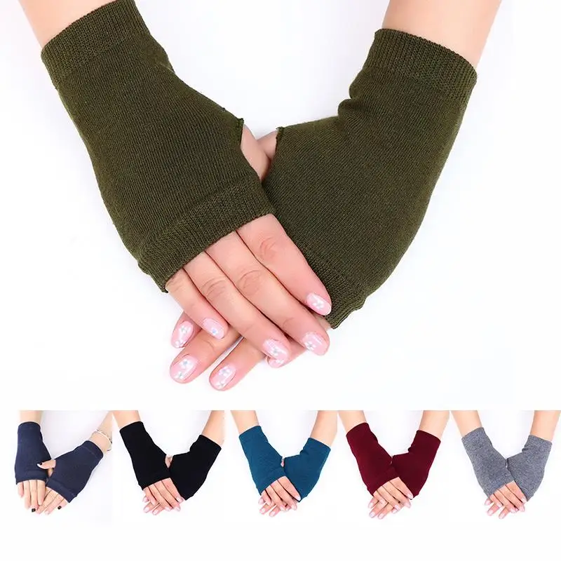 Half Finger Gloves For Women Men Winter Soft Warm Combed Cotton Fingerless Gloves Half Finger Handschoenen Unisex Mitten Guantes