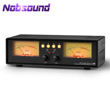 Nobsound MIC+LINE Analog Dual VU Meter Sound Level DB Panel Display 4-way Audio Splitter Switcher Box Music Spectrum Visualizer 1