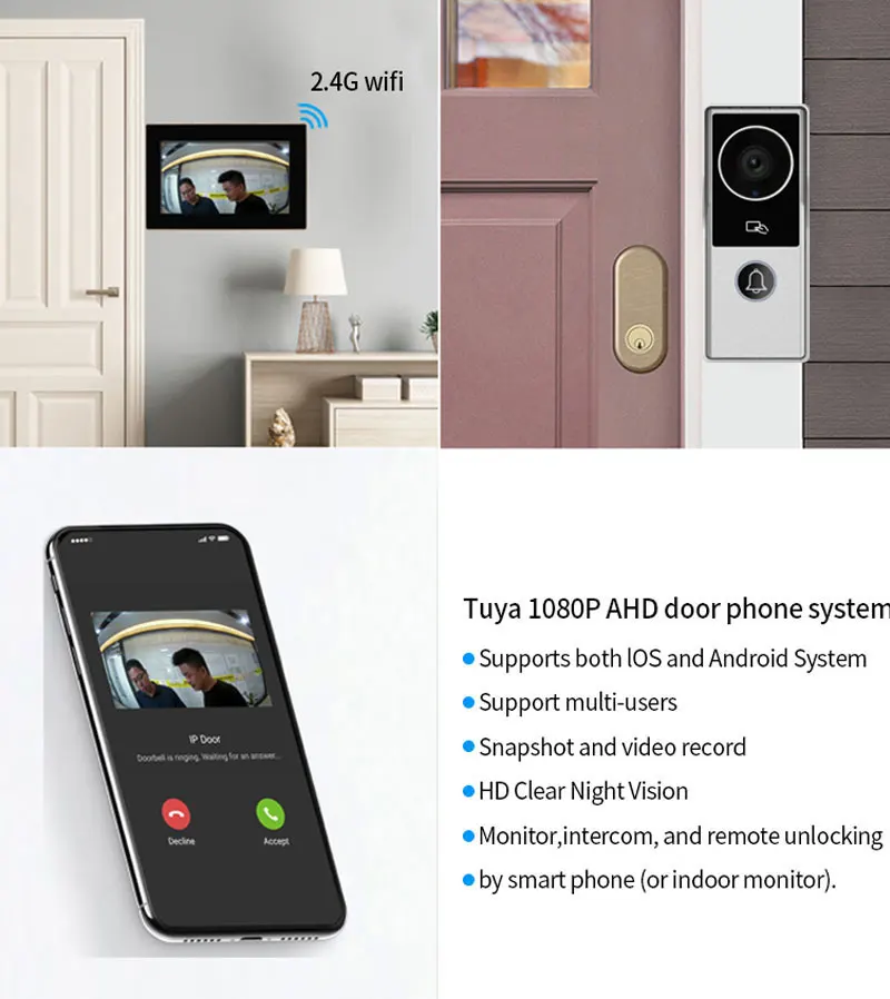 KW06 Wifi Video Doorbell System 1080P Visual Doorphone Door Bell Camera Tuya App