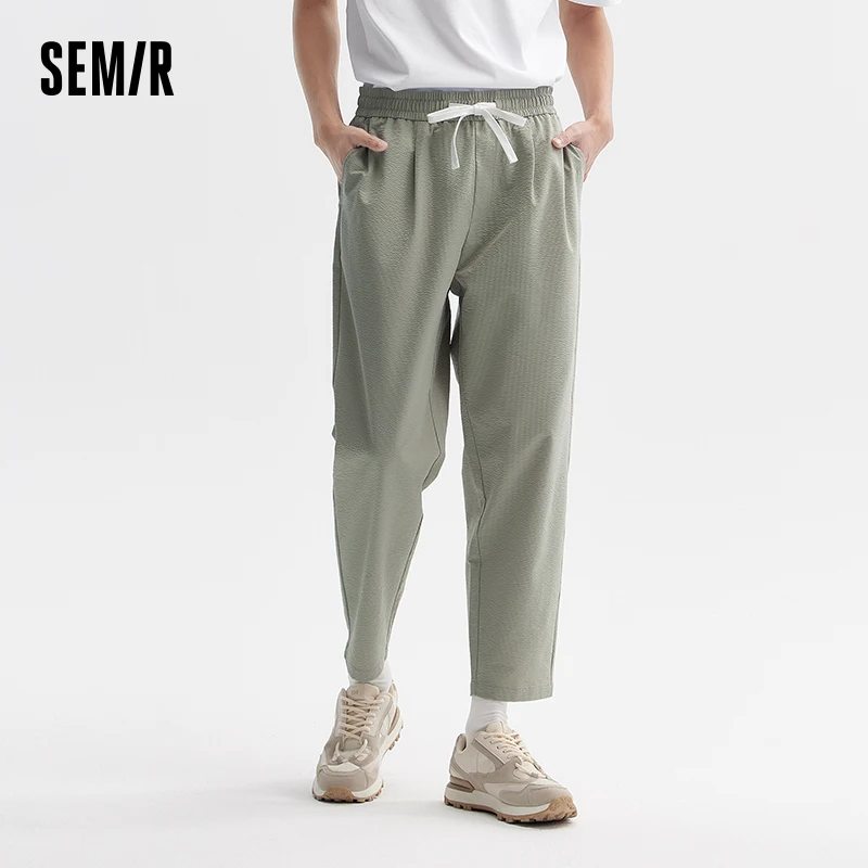 Semir Casual Trousers Men 2024 Summer New Daily Simple Commuter Loose Tapered Nine-Minute Trousers Elastic Waist Trousers 2