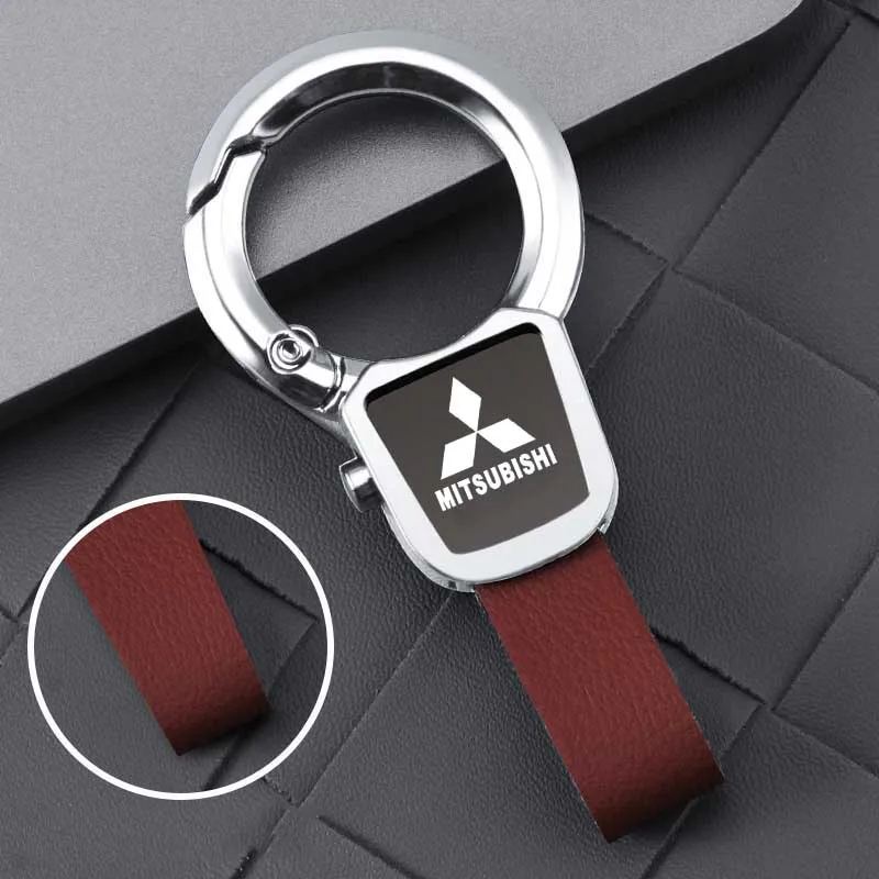자동차 로고 키 체인 Pu 가죽 금속 열쇠 고리 펜던트 Mitsubishi Ralliart ASX Lancer Cordia Pajero Outlander Galant Mirage Colt