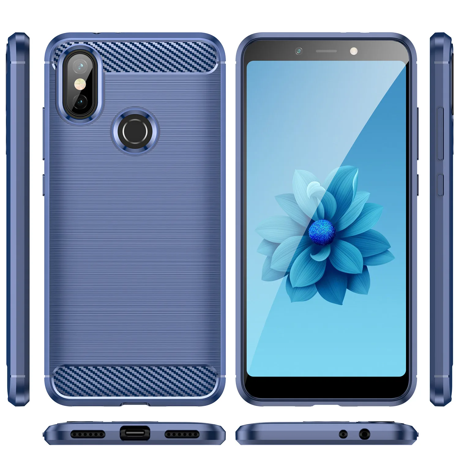 ShockProof Carbon Fiber Brushed Silicone Phone Case Cover