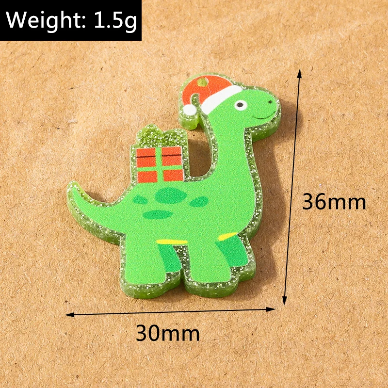 5 Stück niedliche Cartoon-Weihnachts-Dinosaurier-Anhänger aus Kunstharz für die Schmuckherstellung, DIY-Halskette, Armband, Ohrringe, Zubehör – Detail 1