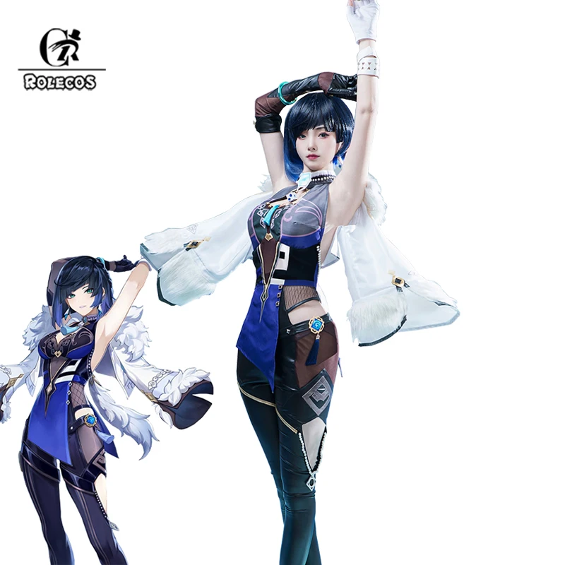 

ROLECOS Game Genshin Impact Yelan Cosplay Costume Sexy Lovely Uniform Halloween Party Outfit Women Cosplay Costume Full Set