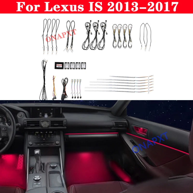 

64 Colors Set For Lexus IS 2013-2017 Dedicated button Control Decorative Ambient Light LED Atmosphere Lamp illuminated Strip