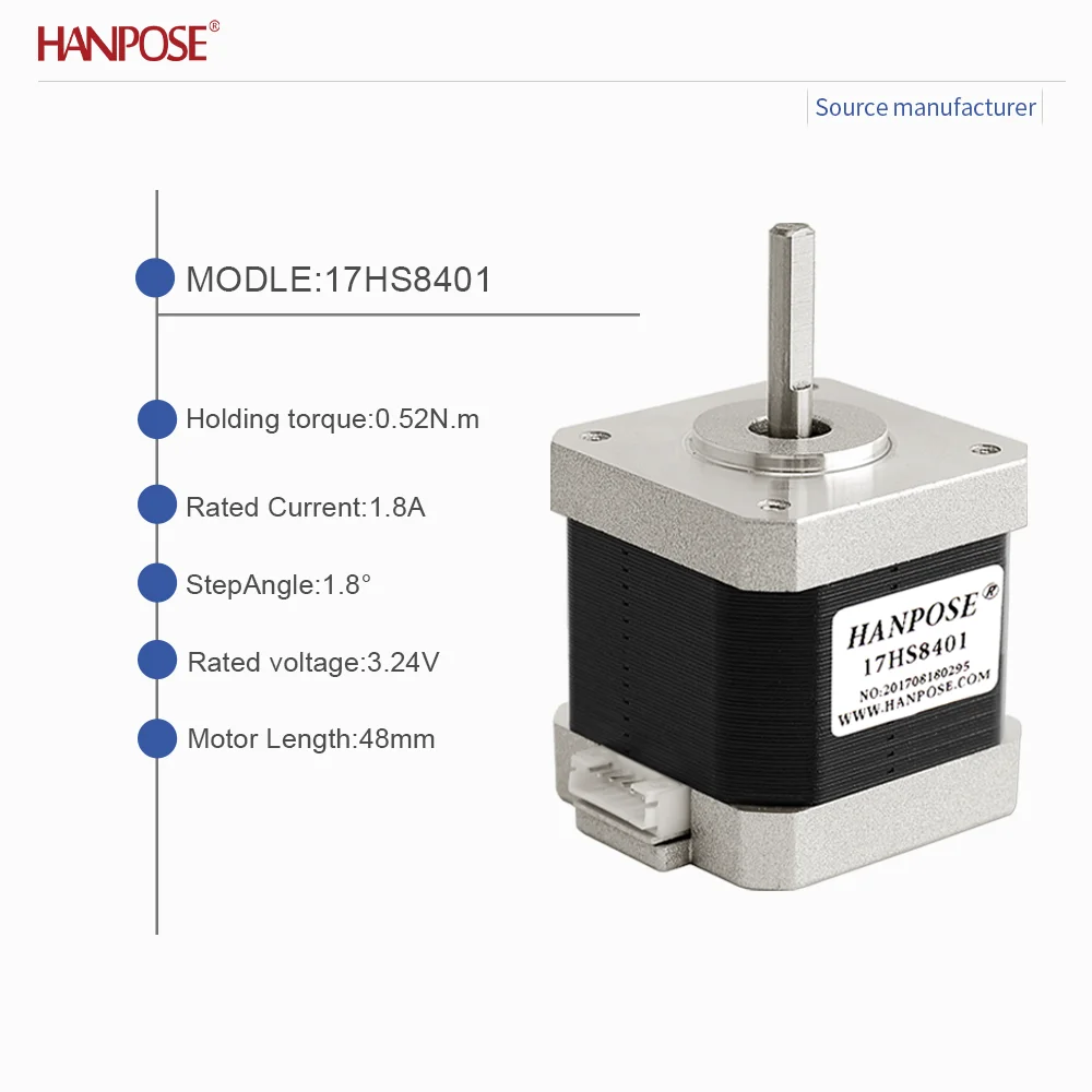 NEMA17 17HS8401 스테퍼 모터 3.24V 1.8A 2상 4선 3D 프린팅 액세서리 모터 제조업체 직접 판매 NEMA17