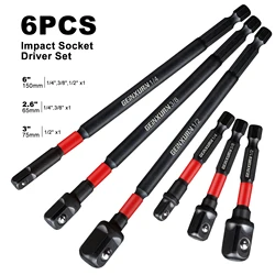 Geinxurn Impact Socket Adapter Set: High Torque Power Drill Extension with Holder (6PCS)