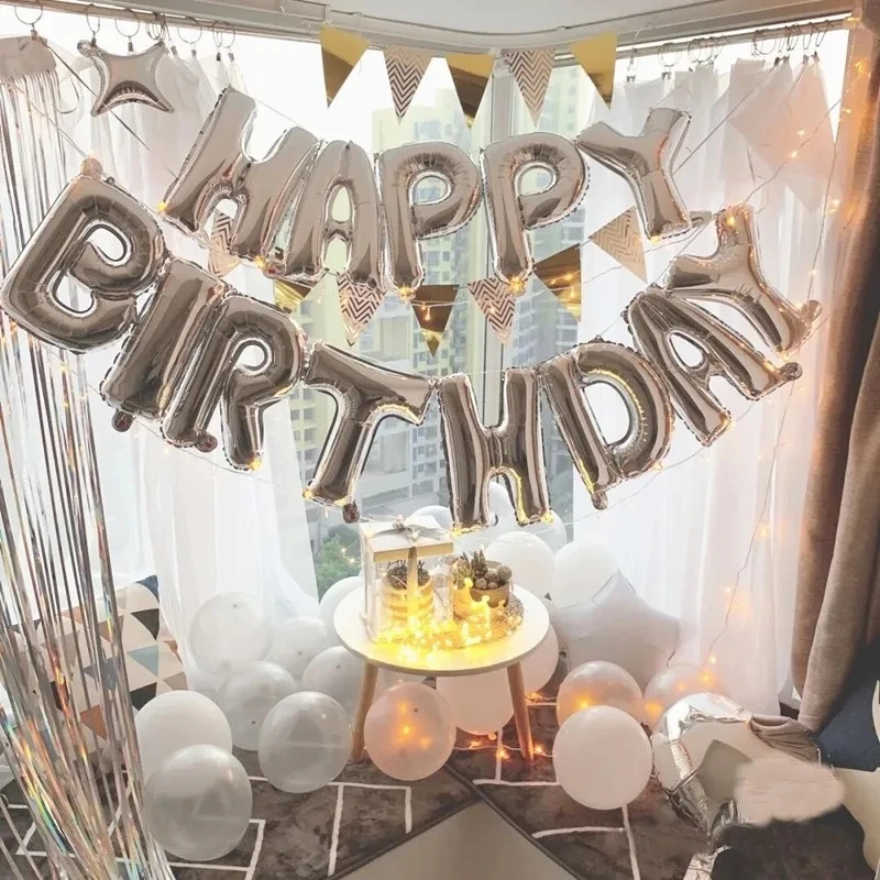 

Happy Birthday balloon Letter Alphabe Rose Gold foil balloon wedding party birthday decoration adult kids helium party balloon