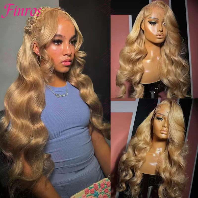 Perruque Lace Front Wig Body Wave brésilienne naturelle, cheveux humains, couleur blond miel, 13x4, 13x6 HD, 27 #, pour femmes 1 Perruque Lace Front Wig Body Wave brésilienne naturelle, cheveux humains, couleur blond miel, 13x4, 13x6 HD, 27 #, pour femmes 1
