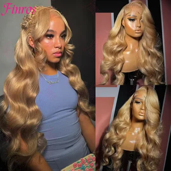 27# Honey Blond Body Wave 13x4 Lace Frontal Human Hair Wigs Brazilian Colored Loose Water Wave 13x6 HD Lace Front Wig For Women 1