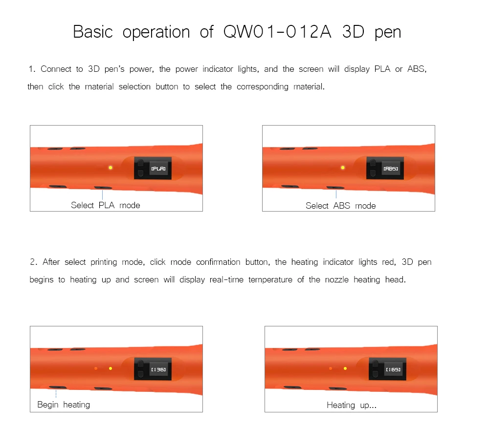 qcreate caneta suporta abs pla quadris pva graus celsius faixa de temperatura ajustável display lcd regulação de velocidades
