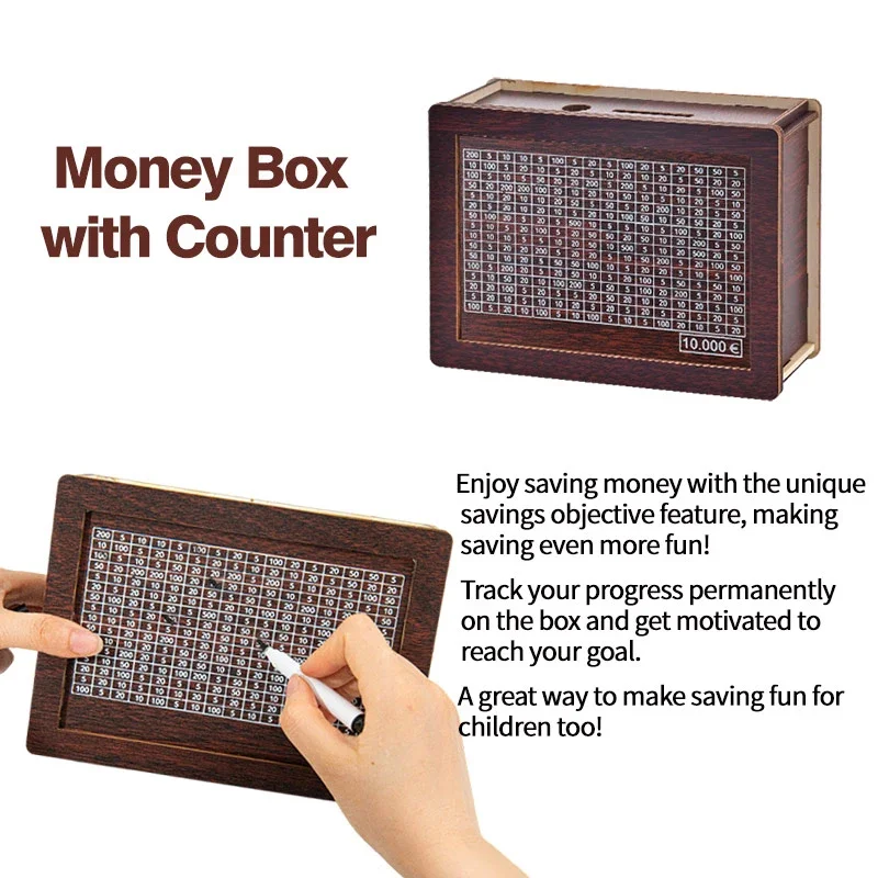 Wooden Japanese Piggy Bank Moneybox Savings for Adults Japanese Turelire Read Tire Secret Money Counter Tickets wooden piggy bank wooden money box piggy bank coin bank