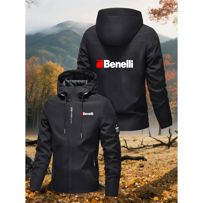 Men's hooded outdoor jacket, suitable for hiking, mountaineering, and daily travel, breathable and durable. Sports windbreaker - 2