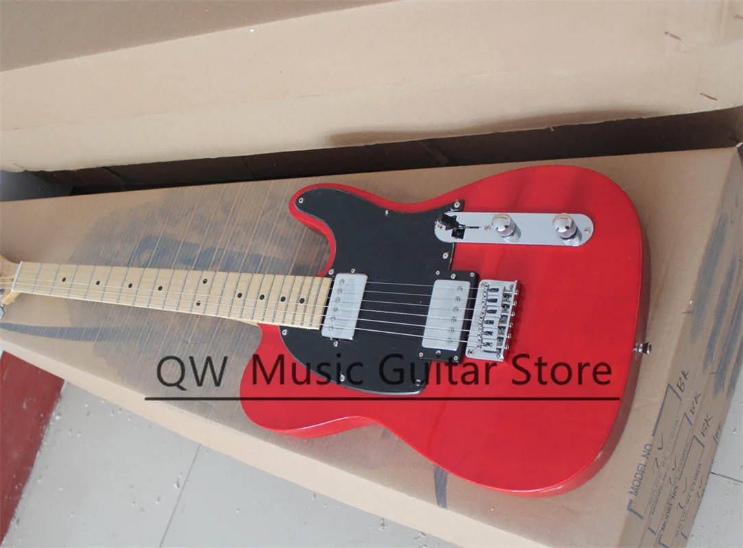 Red Electric Guitar Tel Guitar Basswood Body HH Pickups Maple Neck 22