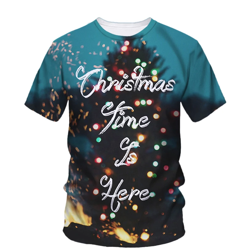 

New Originality Merry Christmas graphic t shirts For Unisex Trend Fashion Festive Atmosphere Printed Round Neck Short Sleeve Top