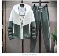 M-6XL nouvel ensemble de vêtements de sport pour hommes du japon corée du sud automne tenue décontracté hommes veste à capuche jambe attaché pantalon costume décontracté à la mode 2