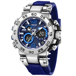 SMAEL Waterproof Dual Time LED Sports Watch (BLUE)