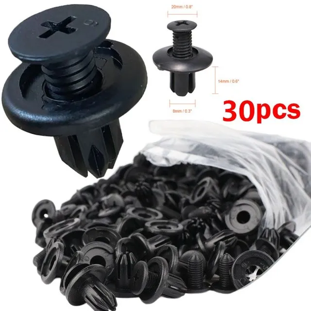1/5/10/30/50/100pcs 8mm Plastic Rivets Fasteners Screw Car Bumper Fender Black Rivet Car Fastener Clips for Toyota Focus Kia Nis