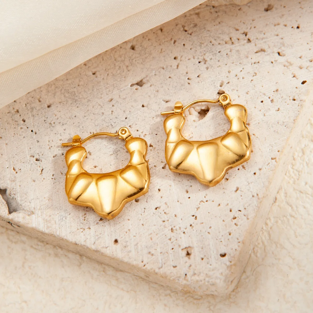 Irregular Exaggerate Earrings for Women Stainless Steel Gold Color Vintage Simple Earring Wedding Jewelry Gift 3